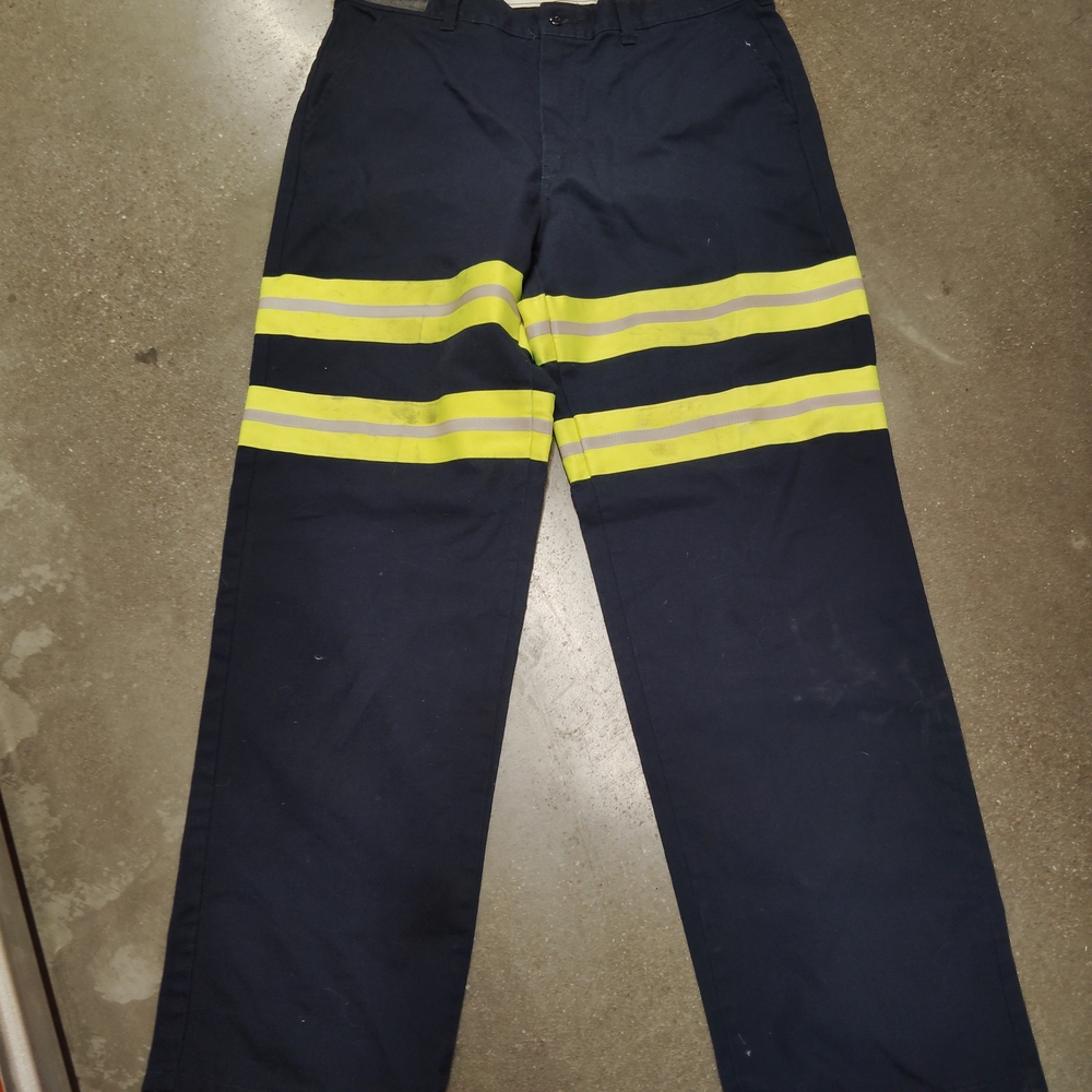 Men's Navy Chinos with Reflective Yellow Stripes